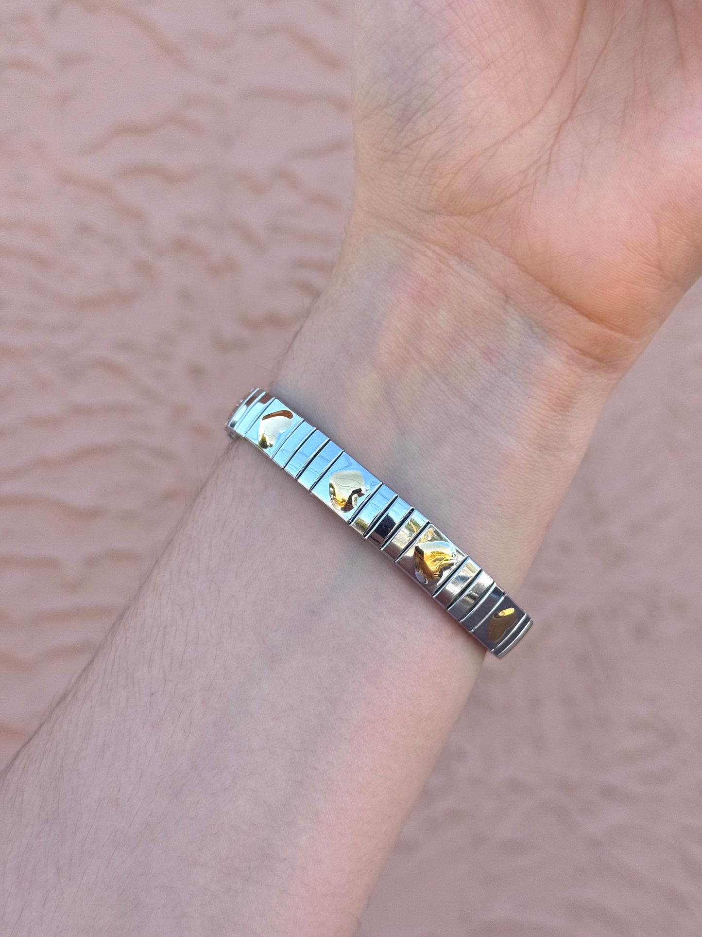 PULSERA BICOLOR CORAZONES