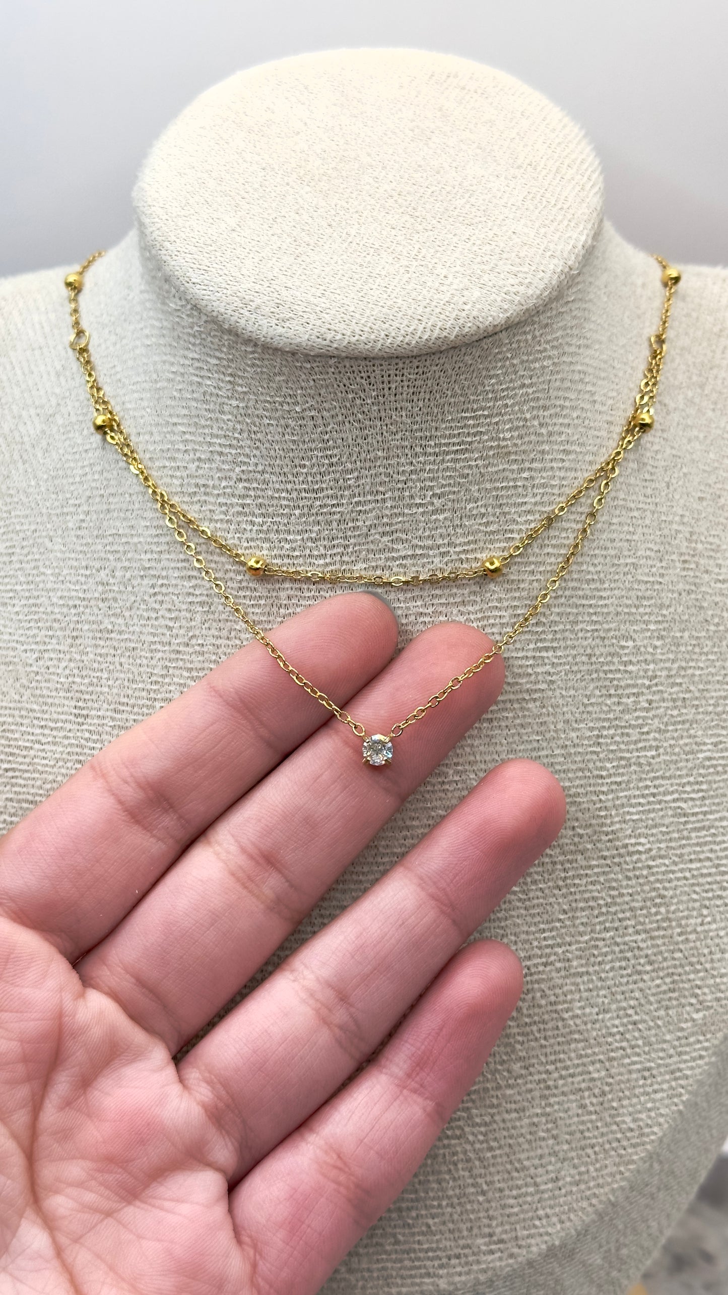 COLLAR DOBLE BALINES + ZIRCONIA