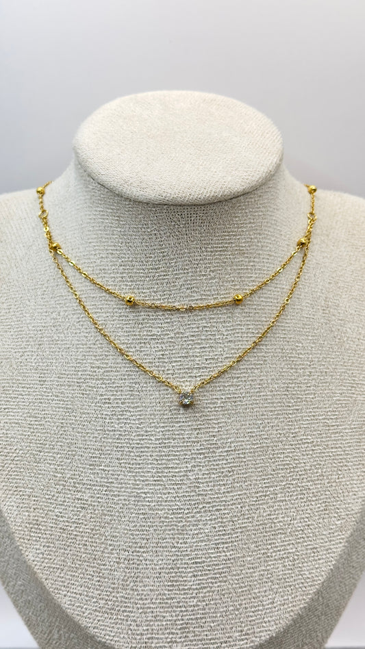 COLLAR DOBLE BALINES + ZIRCONIA