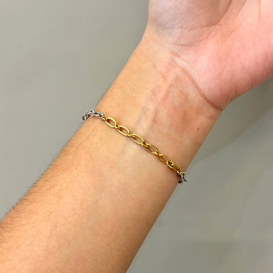 PULSERA BICOLOR CADENA DELGADA