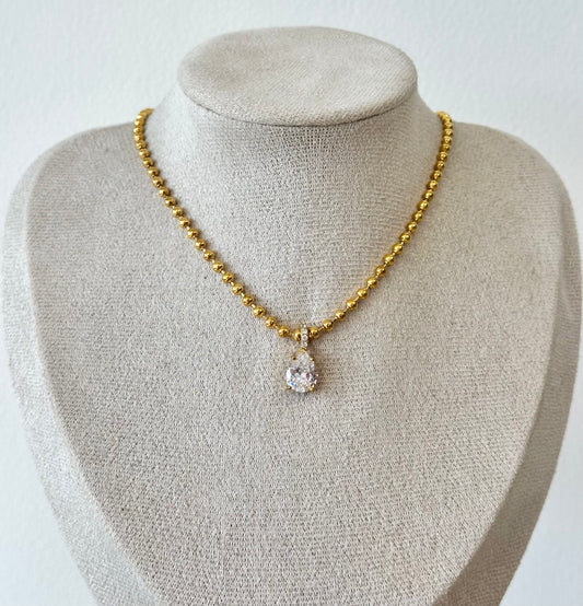 CADENA BALINES + DIJE BRILLANTE