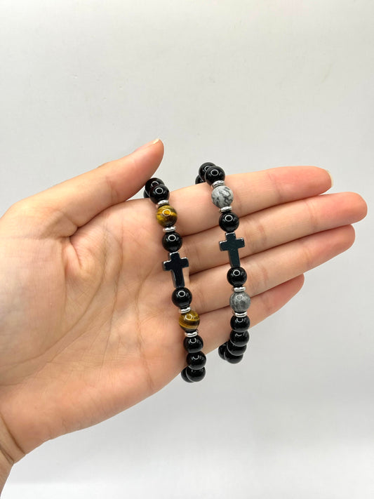 PULSERA H CRUZ + PIEDRA